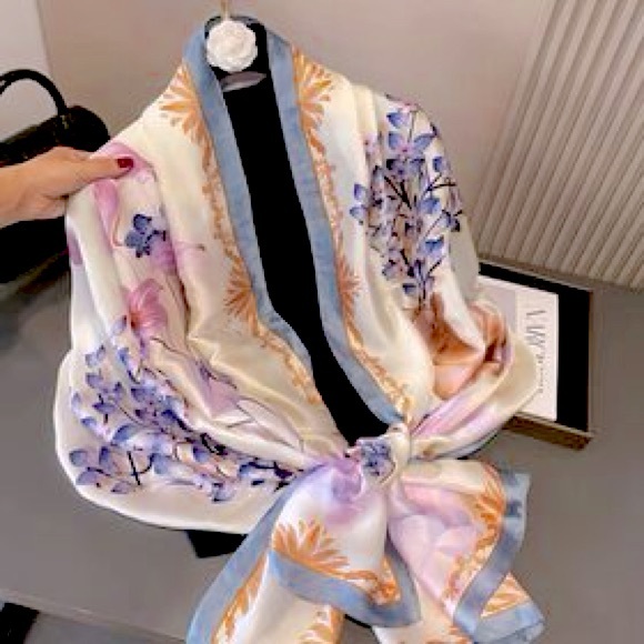 Accessories - New Deer Floral Long Scarf! Feels like silk, beautiful multi-purpose 70” x 35”